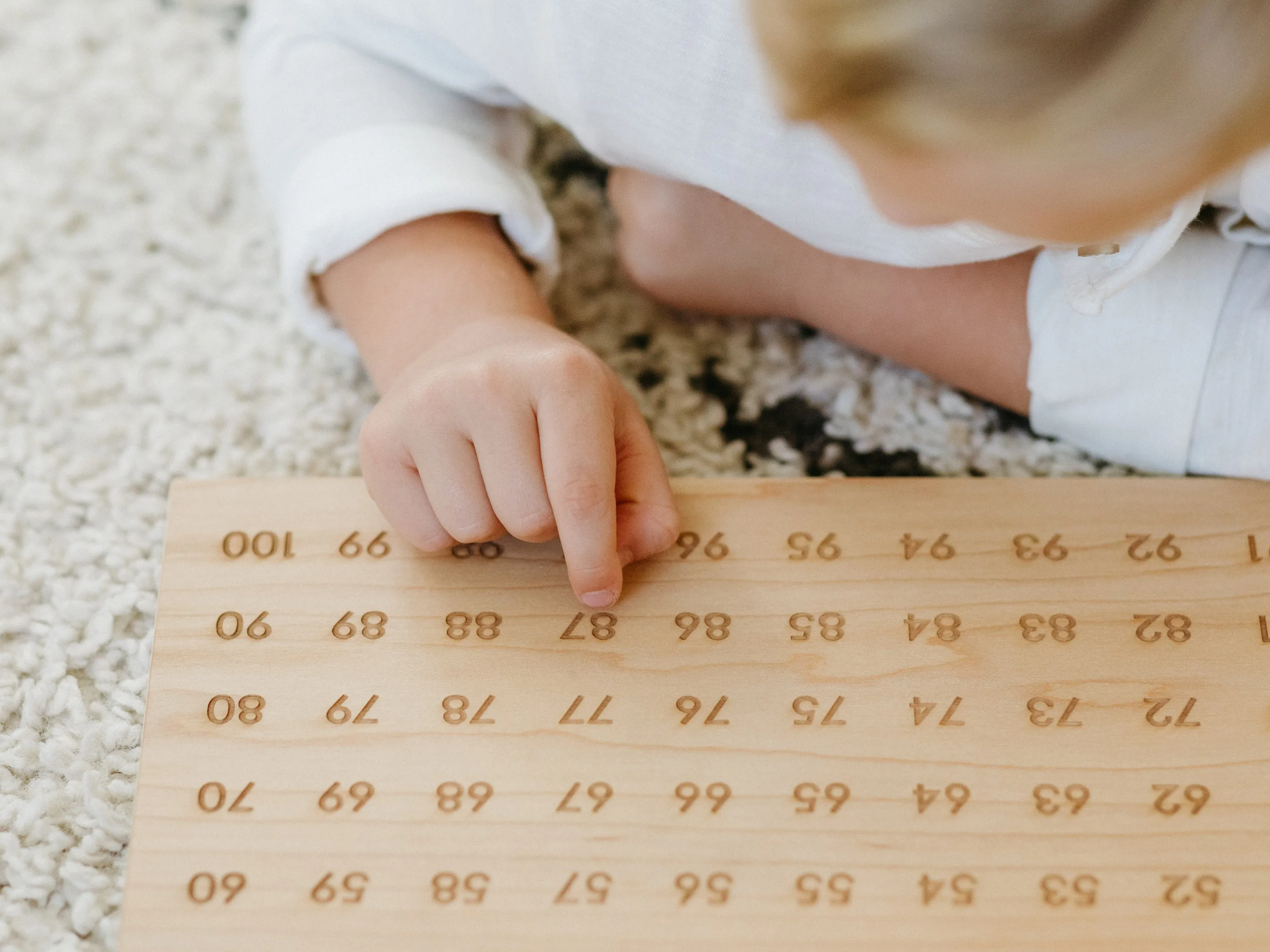 Wooden 100 Number Board • Engraved Numeral Chart in Modern Font